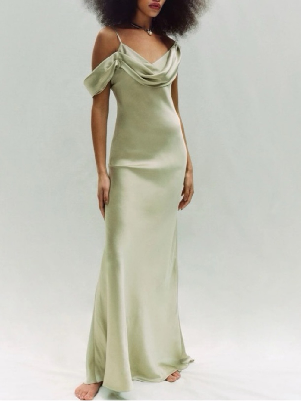 Reformation Ronda Silk Dress Sage Green Size 4